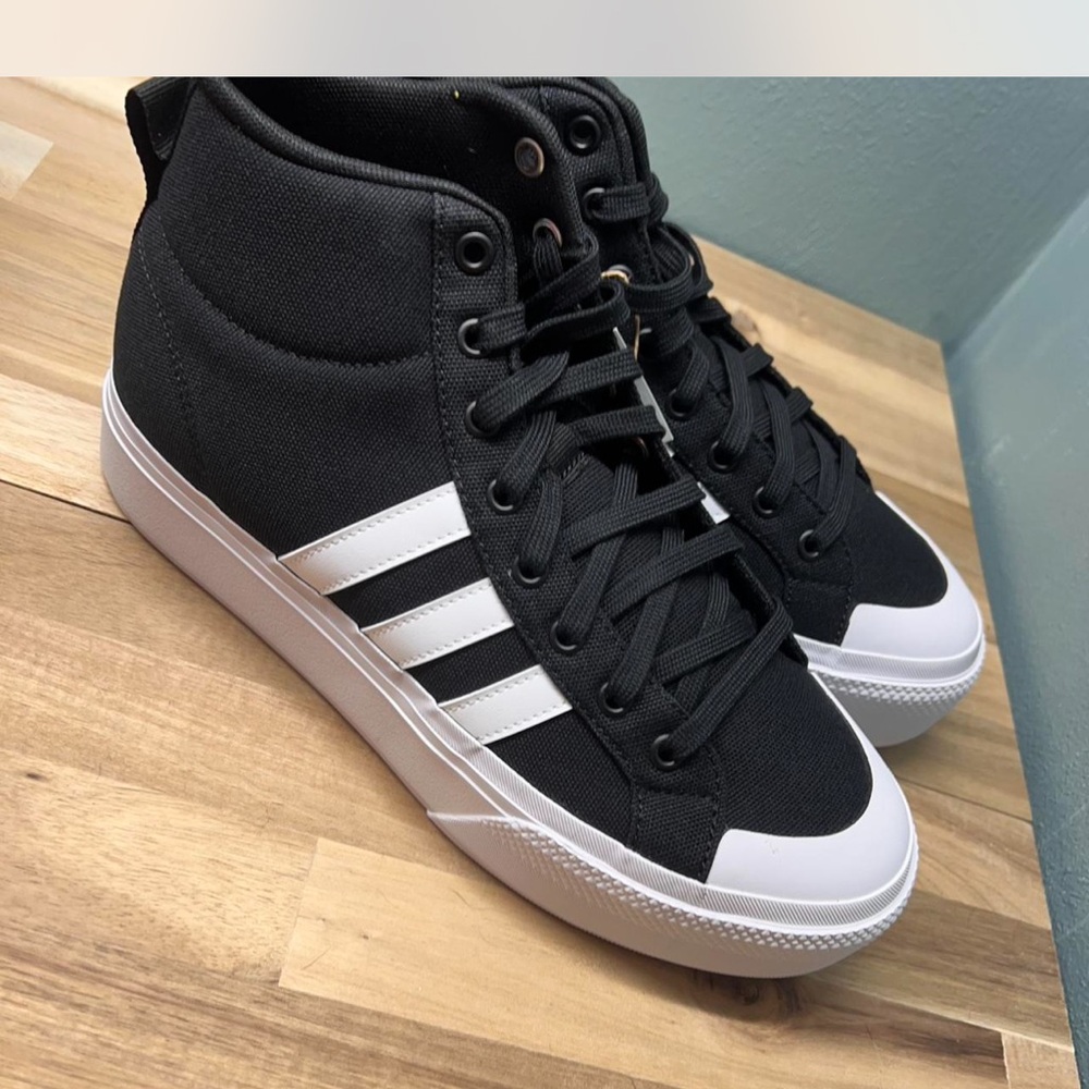 adidas Black and White High-Top Sneakers